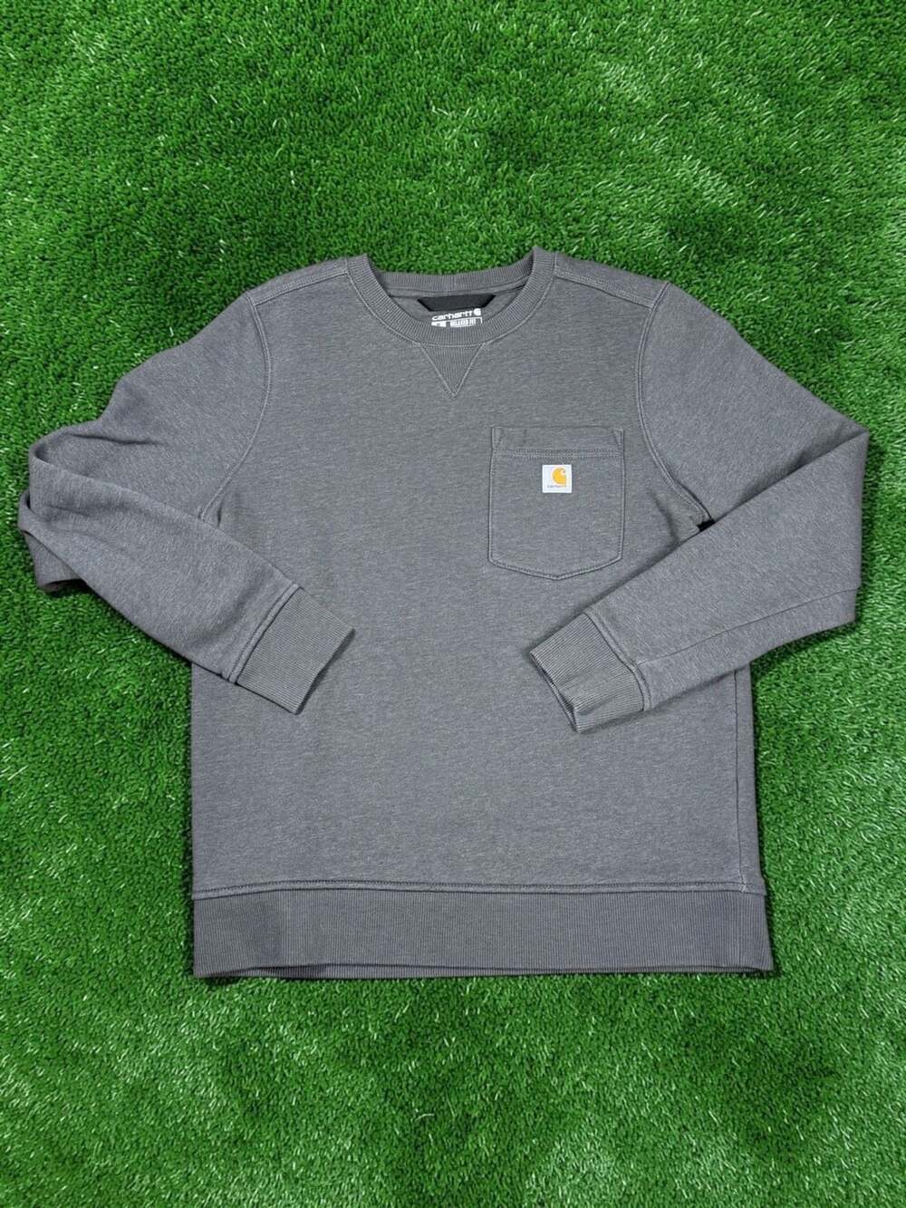 Women’s Carhartt Relaxed Fit Crewneck Sweatshirt Size M (8-10) Charcoal Pocket